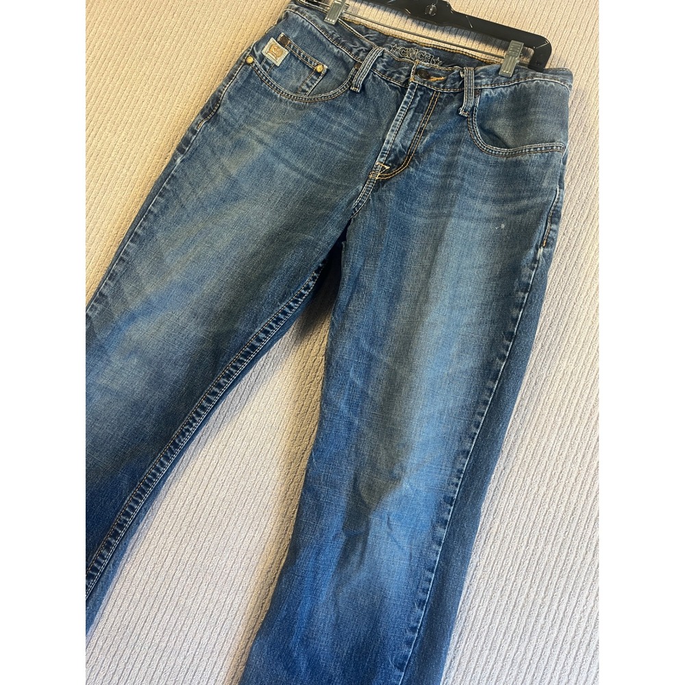 Cinch Mens Jeans 35x34 Dooley Medium Wash Straight Leg Denim Blue Western